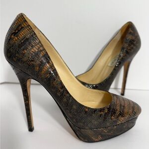 Jimmy Choo Lizard Embossed Anthracite Pumps